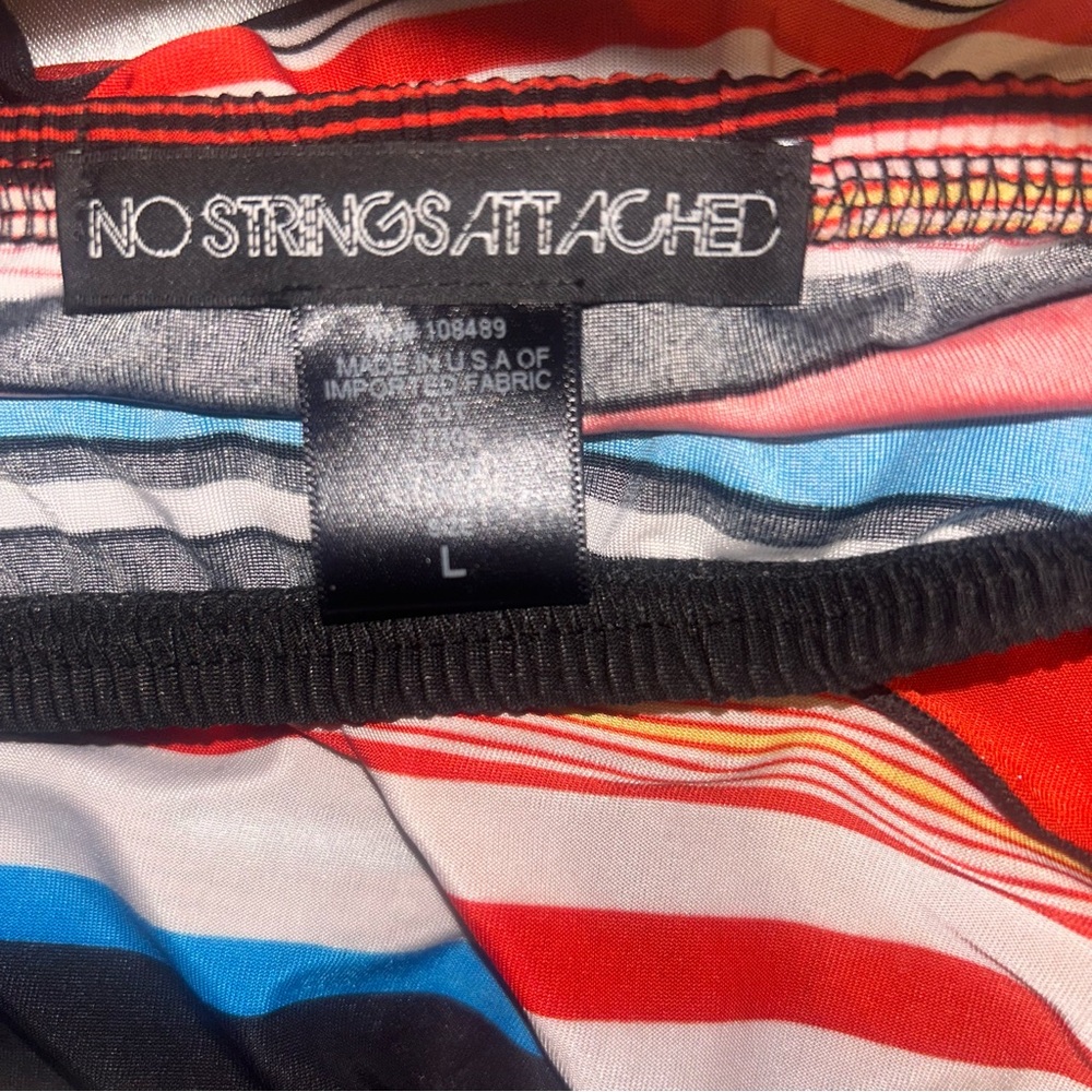 Striped Strapless Summer Dress in Multicolor Sz L - Picture 8 of 9
